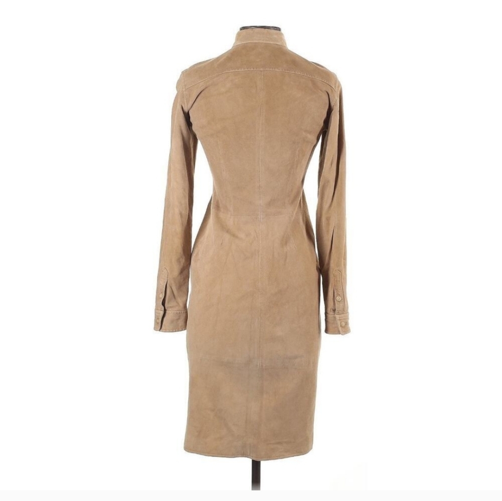 Ralph Lauren Women’s Suede Shirt Dress 4 Leather 90s Vintage Button Up Western